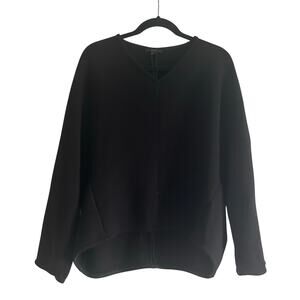 COS Oversized Black V-Neck Top Size S Draped Long Sleeve EUC